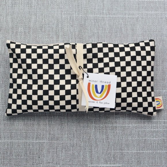 Lavender Weighted Eye Pillow in Black and Natural Checkerboard - Picture 1 of 4
